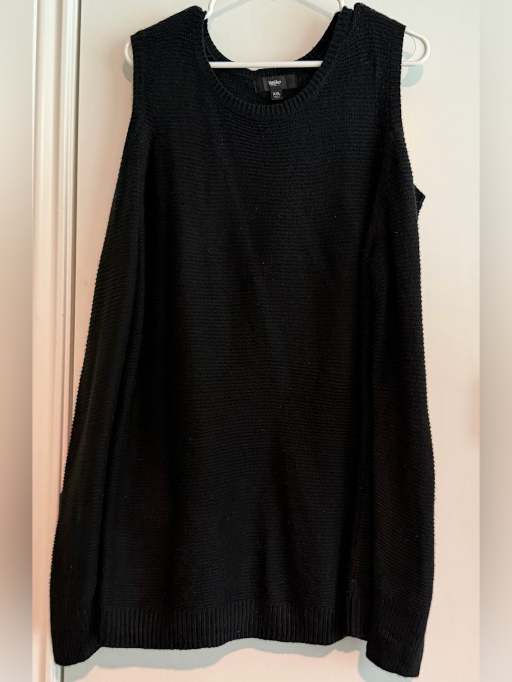 Mossimo Black Cold Shoulder Scoop Neck Knit Sweater dress XXL 33.5 Inches long
